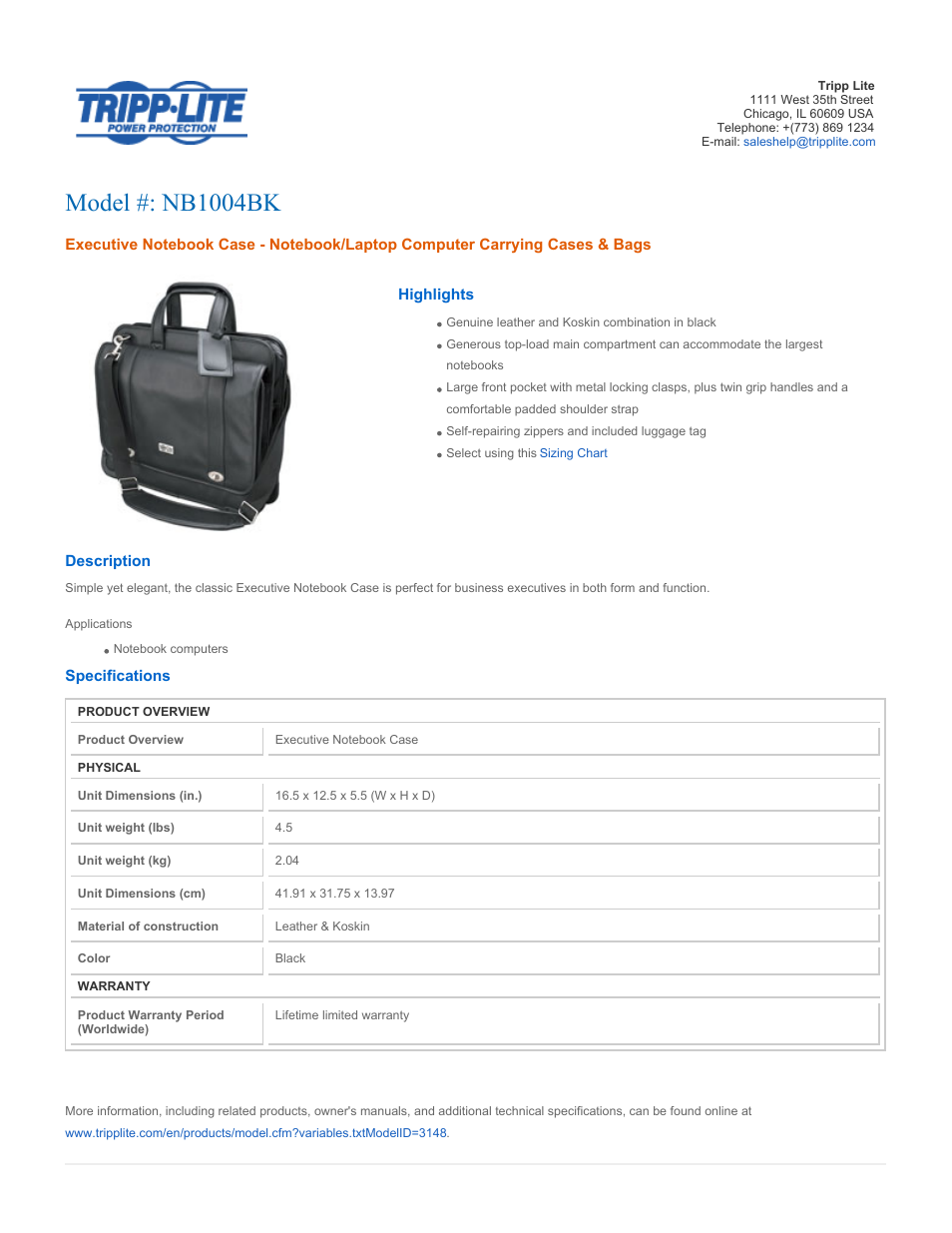 Tripp Lite NB1004BK User Manual | 2 pages