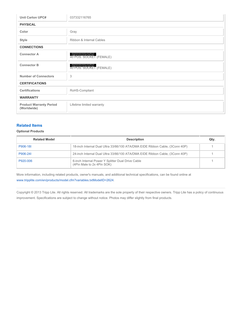 Tripp Lite P920-006 User Manual | Page 2 / 2