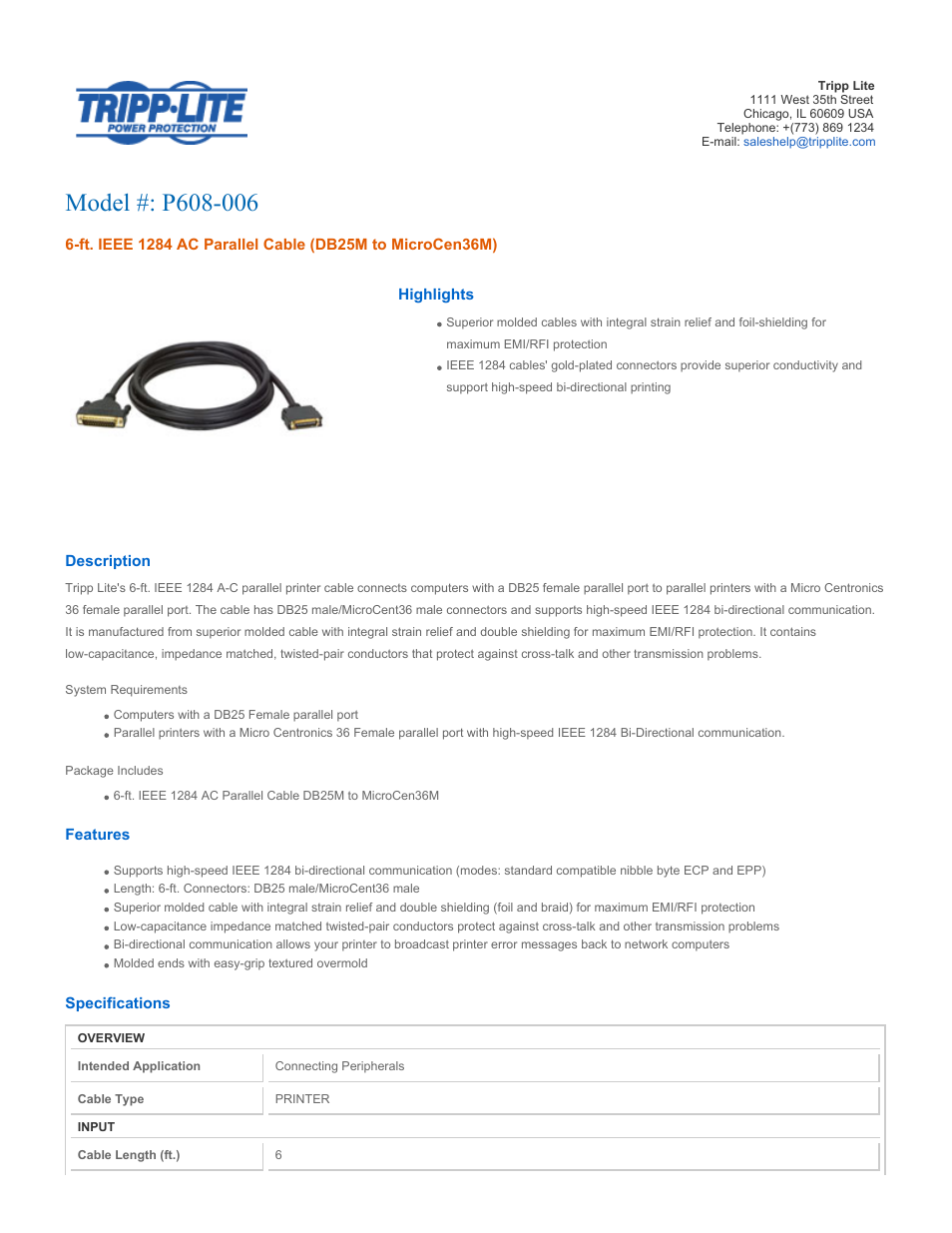 Tripp Lite P608-006 User Manual | 2 pages