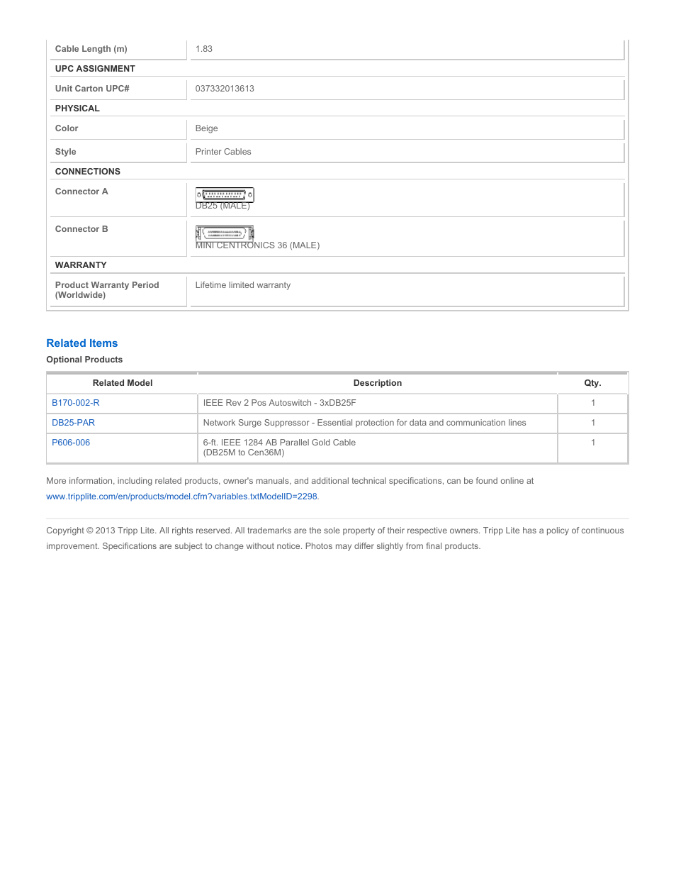 Tripp Lite P608-006 User Manual | Page 2 / 2