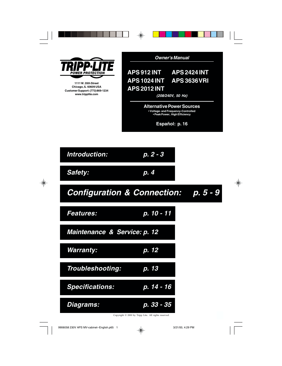 Tripp Lite APS 912 INT User Manual | 36 pages