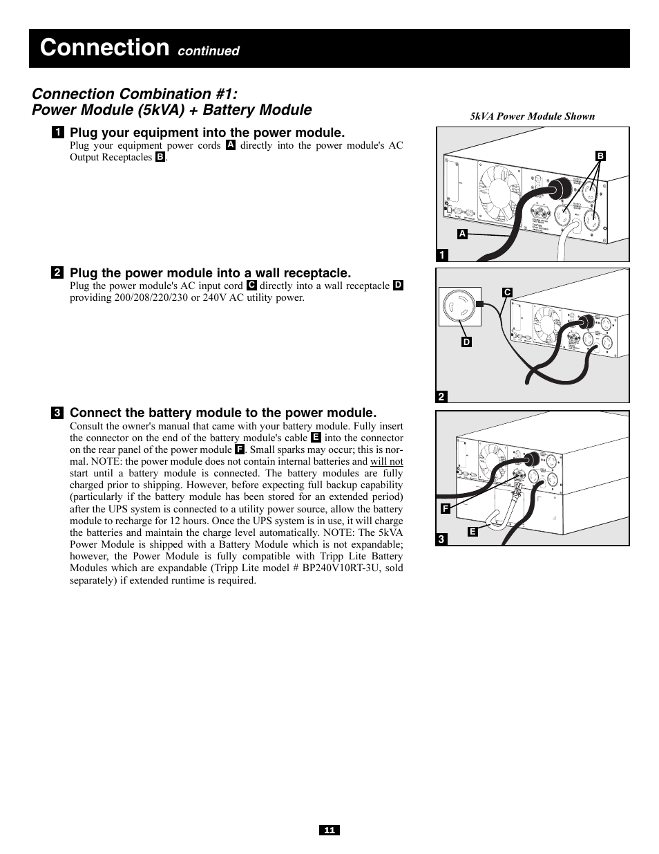 Connection, Continued | Tripp Lite 5kVA User Manual | Page 11 / 26