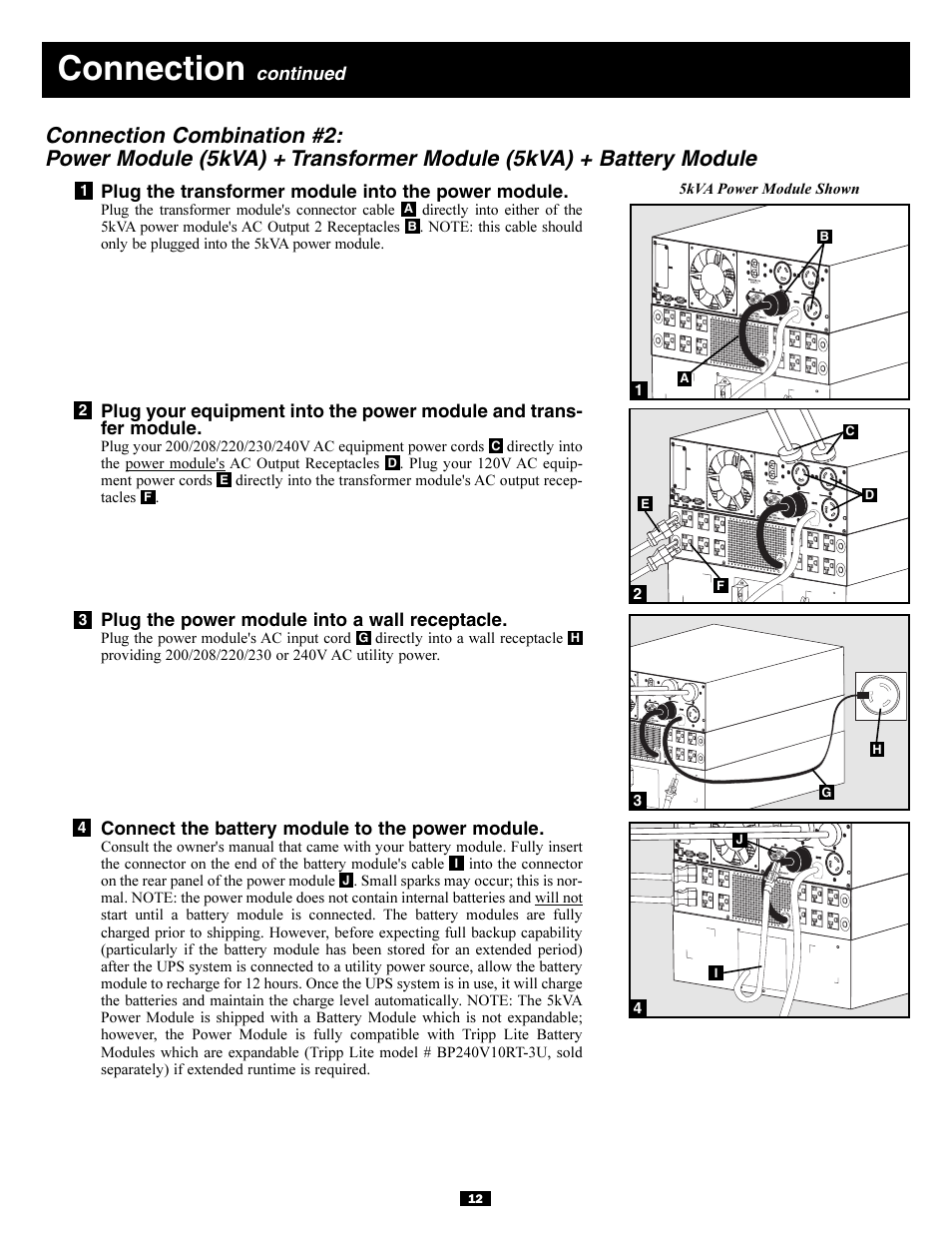 Connection, Continued | Tripp Lite 5kVA User Manual | Page 12 / 26