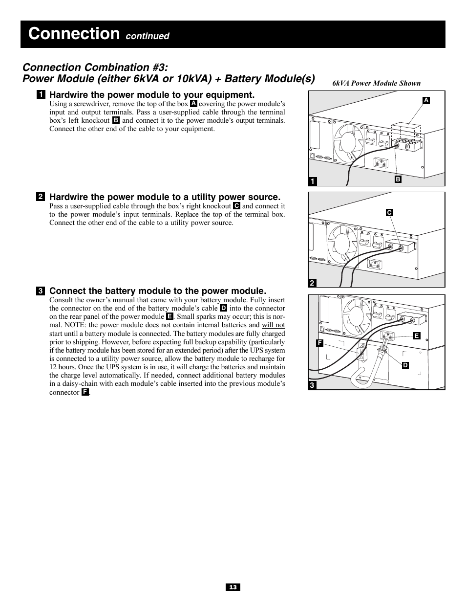 Connection, Continued | Tripp Lite 5kVA User Manual | Page 13 / 26