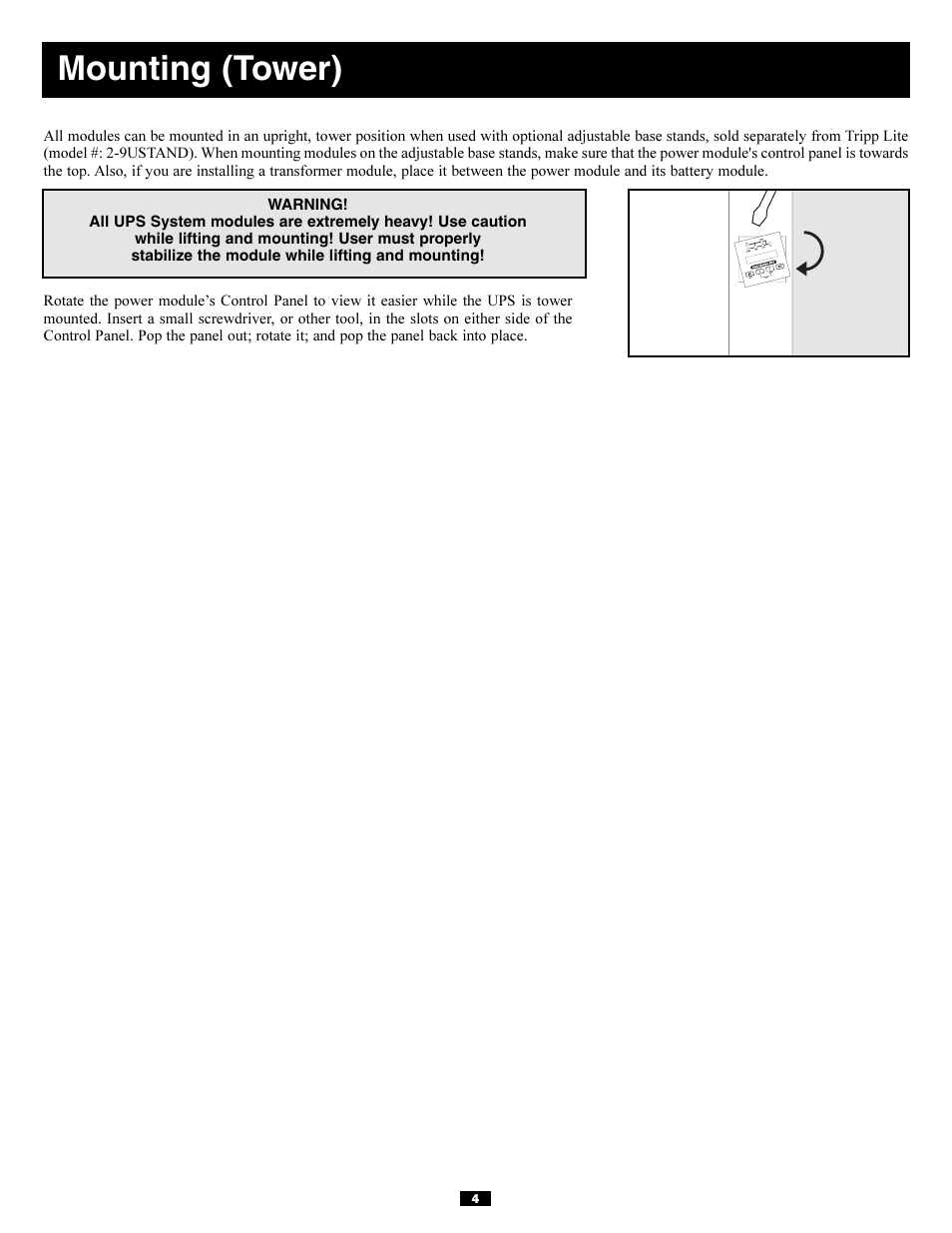 Mounting (tower) | Tripp Lite 5kVA User Manual | Page 4 / 26