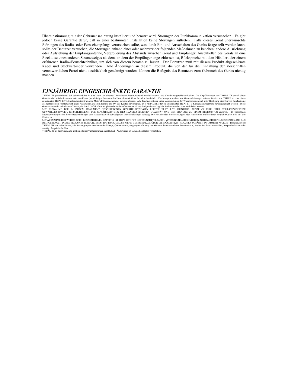 Einjährige eingeschränkte garantie | Tripp Lite B005-002-R User Manual | Page 19 / 25