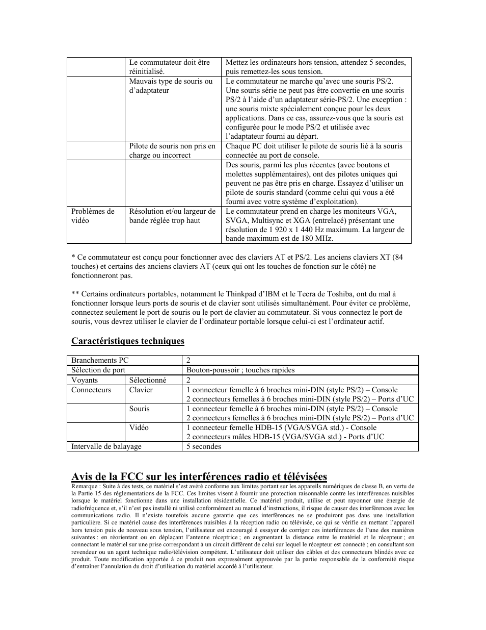 Caractéristiques techniques | Tripp Lite B005-002-R User Manual | Page 8 / 25