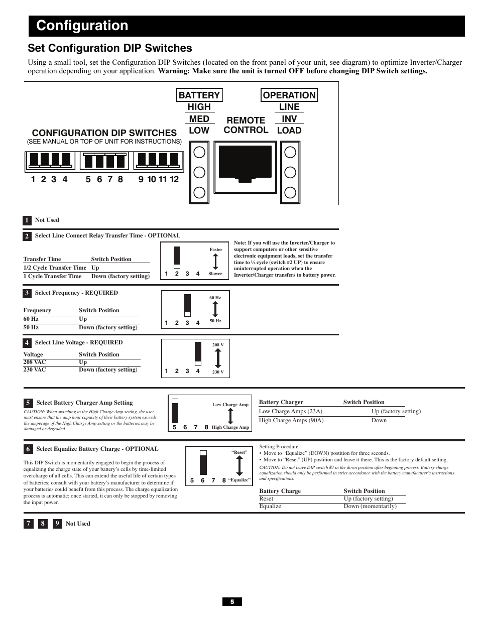 Configuration, Set configuration dip switches | Tripp Lite APSX6048VR User Manual | Page 5 / 44