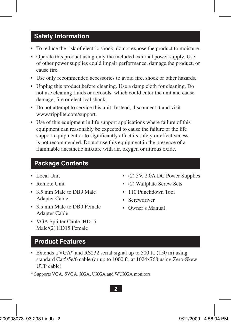Tripp Lite B130-101S-WP User Manual | Page 2 / 6