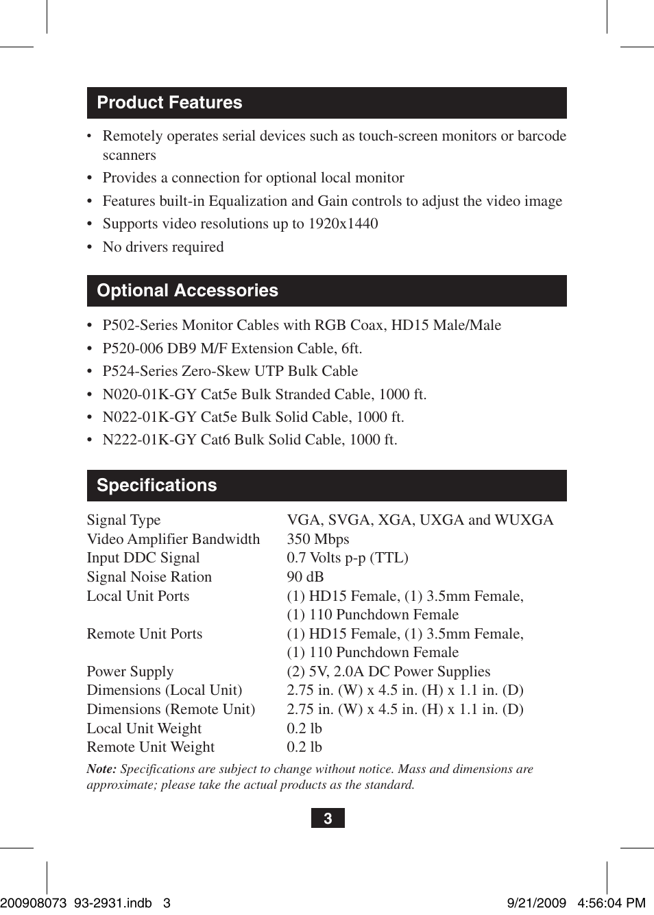 Tripp Lite B130-101S-WP User Manual | Page 3 / 6