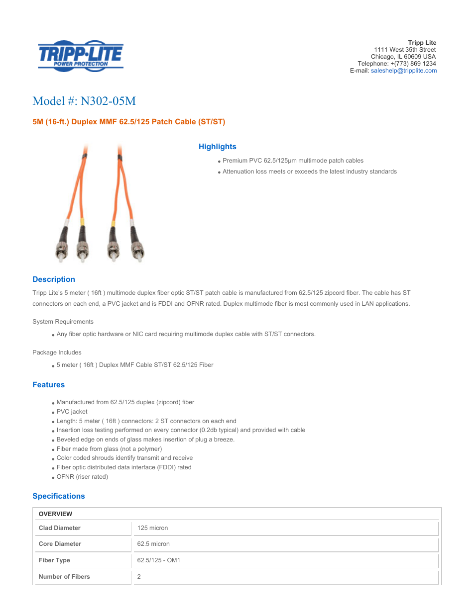 Tripp Lite N302-05M User Manual | 2 pages