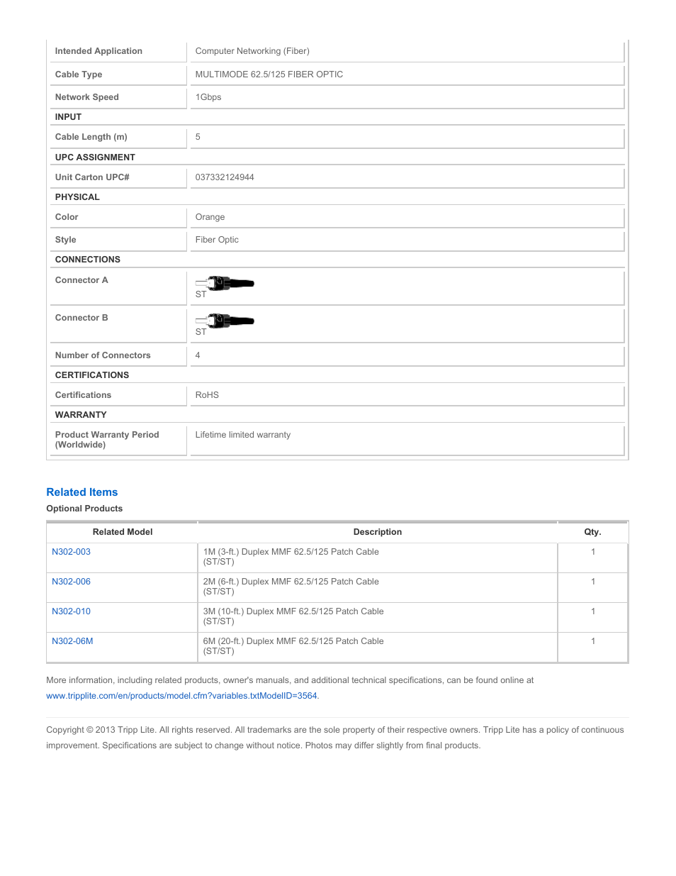 Tripp Lite N302-05M User Manual | Page 2 / 2