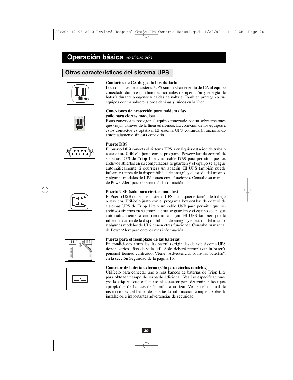 Operación básica | Tripp Lite OmniSmart UL2601-1 User Manual | Page 20 / 36