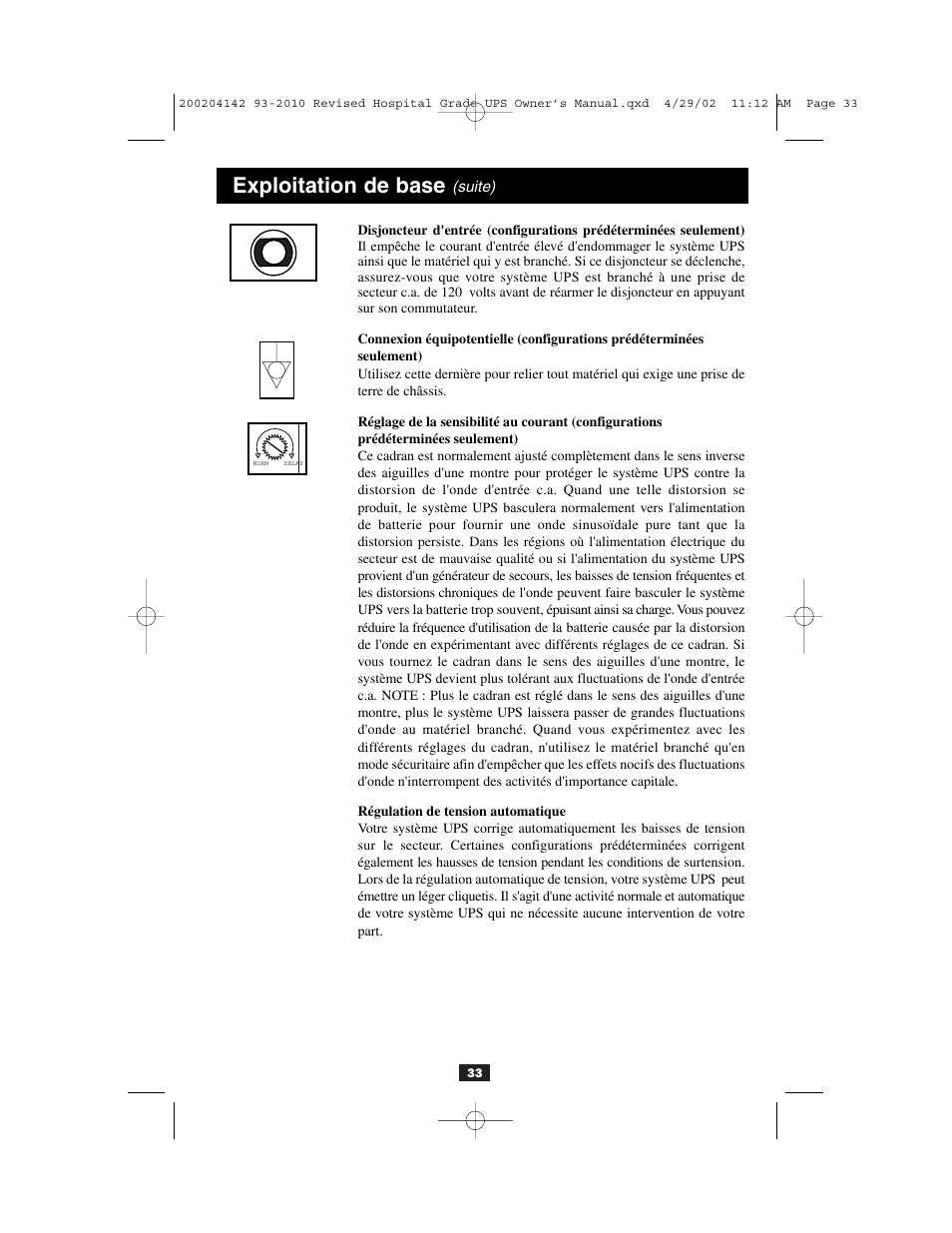 Exploitation de base | Tripp Lite OmniSmart UL2601-1 User Manual | Page 33 / 36