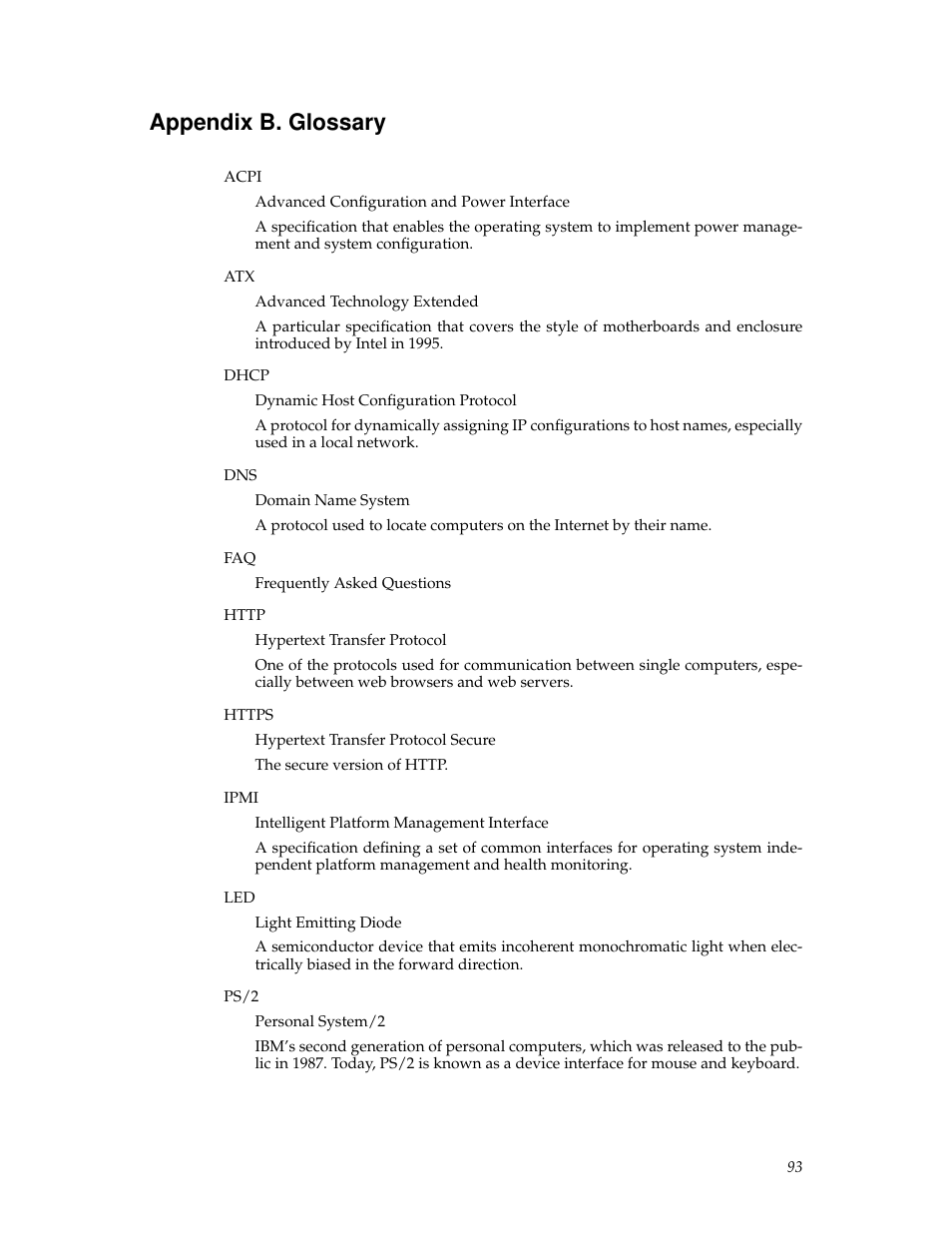 Appendix b. glossary, B. glossary | Tripp Lite B050-000 User Manual | Page 101 / 126