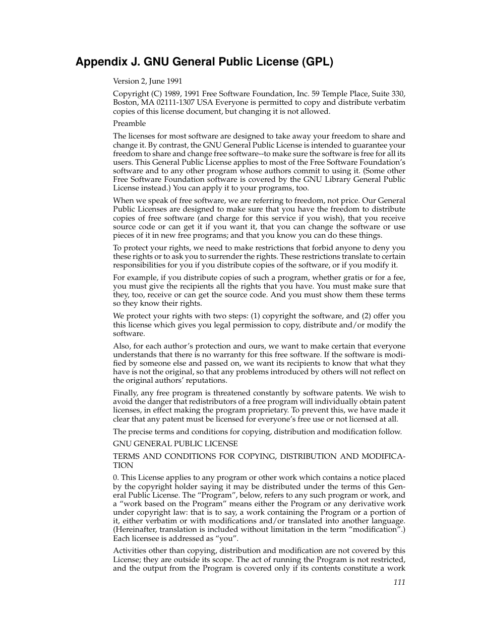 Appendix j. gnu general public license (gpl), J. gnu general public license (gpl) | Tripp Lite B050-000 User Manual | Page 119 / 126