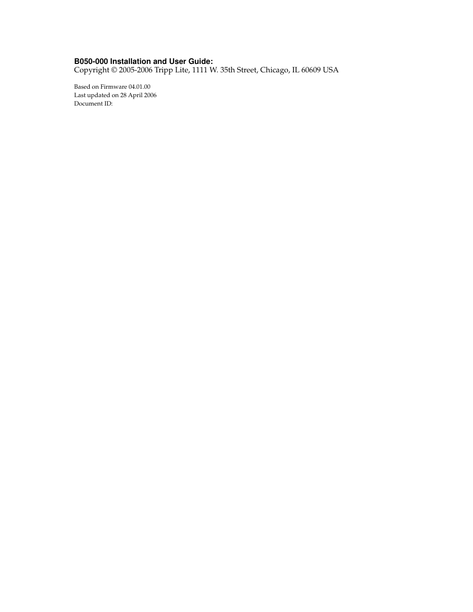 Tripp Lite B050-000 User Manual | Page 2 / 126