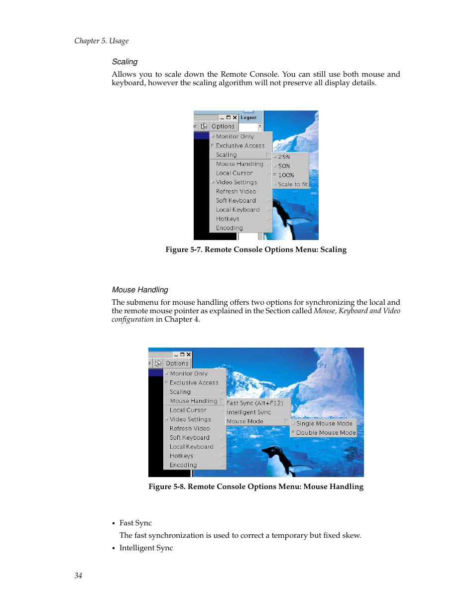 Scaling, Mouse handling | Tripp Lite B050-000 User Manual | Page 42 / 126