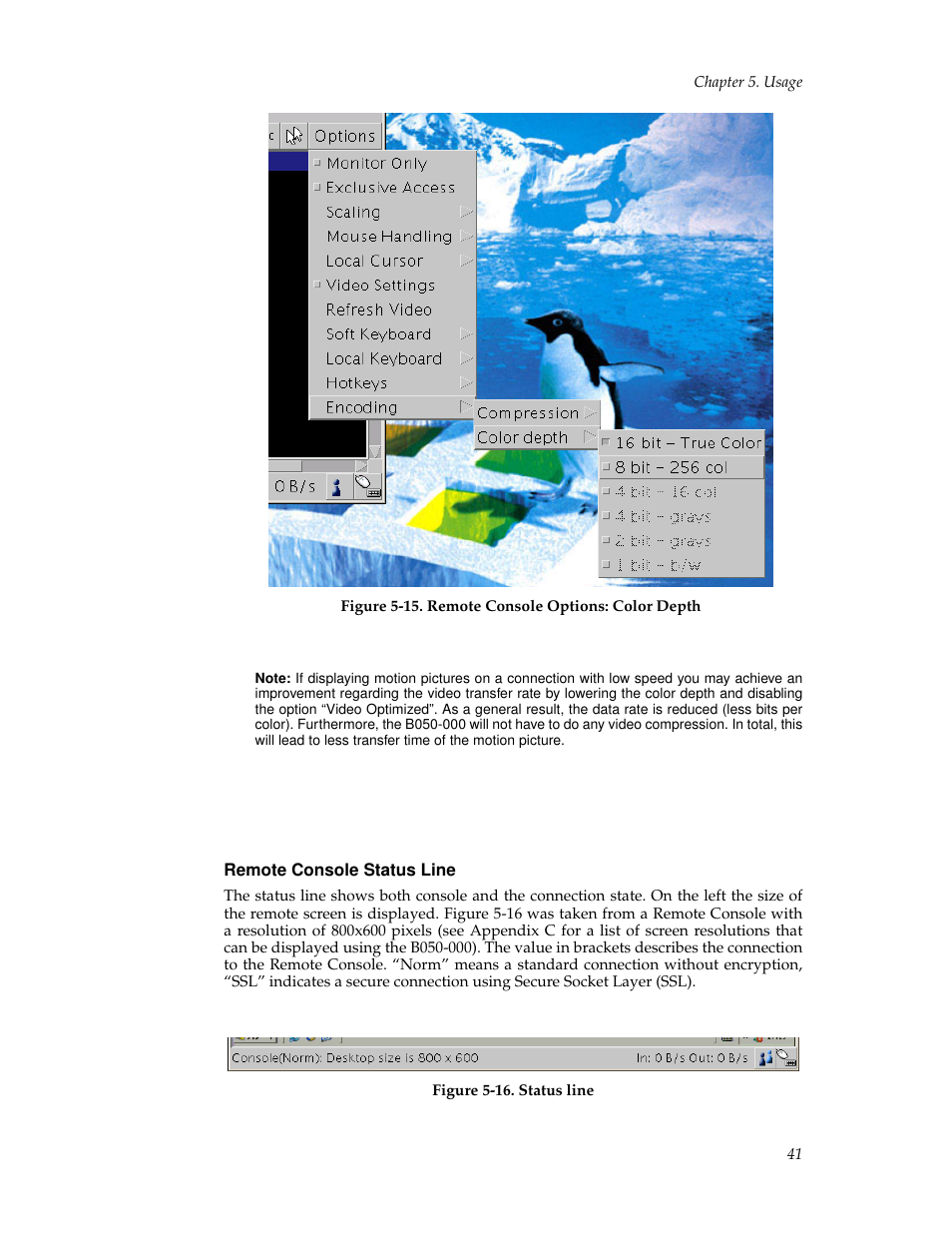 Remote console status line | Tripp Lite B050-000 User Manual | Page 49 / 126