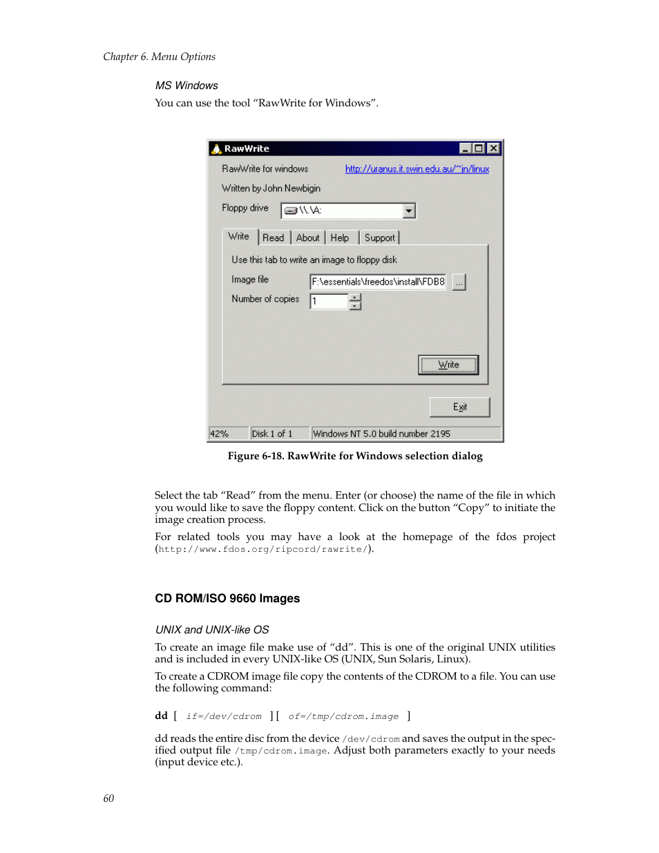 Ms windows, Cd rom/iso 9660 images, Unix and unixlike os | Tripp Lite B050-000 User Manual | Page 68 / 126