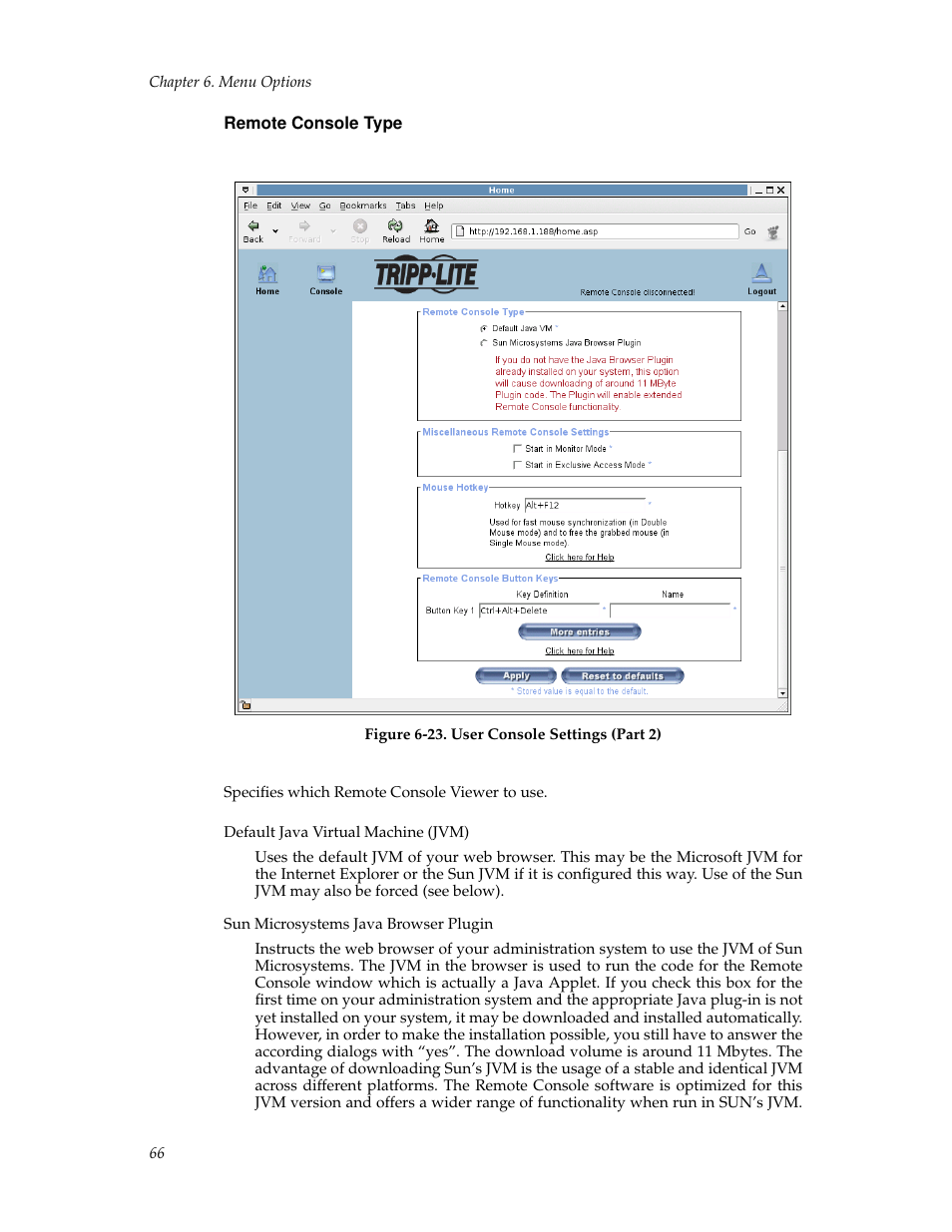 Remote console type | Tripp Lite B050-000 User Manual | Page 74 / 126