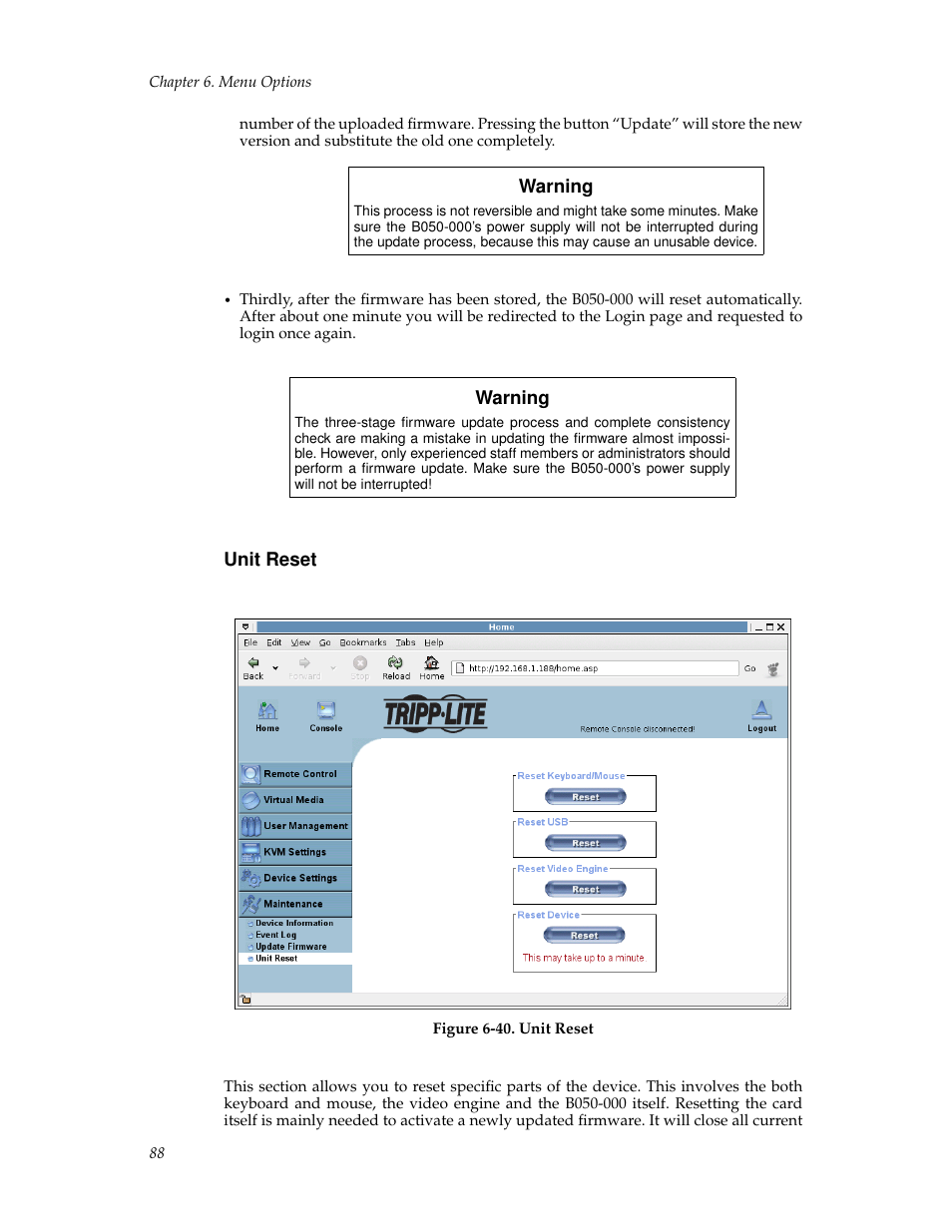 Unit reset | Tripp Lite B050-000 User Manual | Page 96 / 126