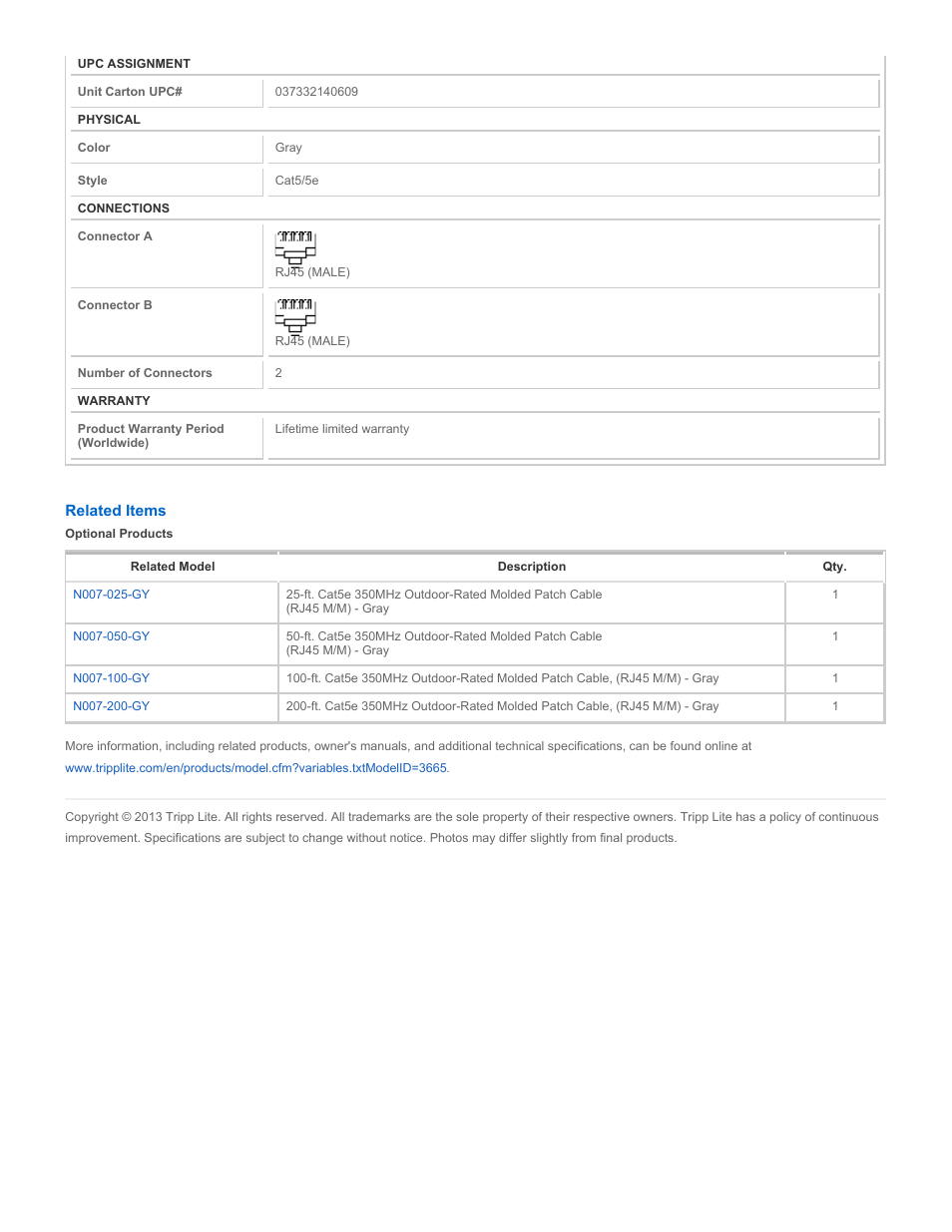 Tripp Lite N007-150-GY User Manual | Page 2 / 2