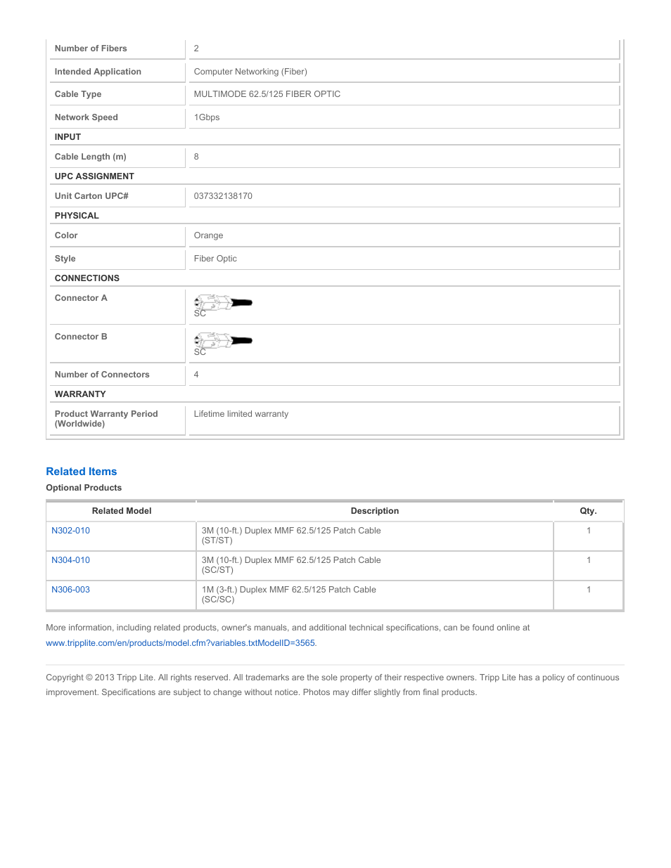 Tripp Lite N306-08M User Manual | Page 2 / 2