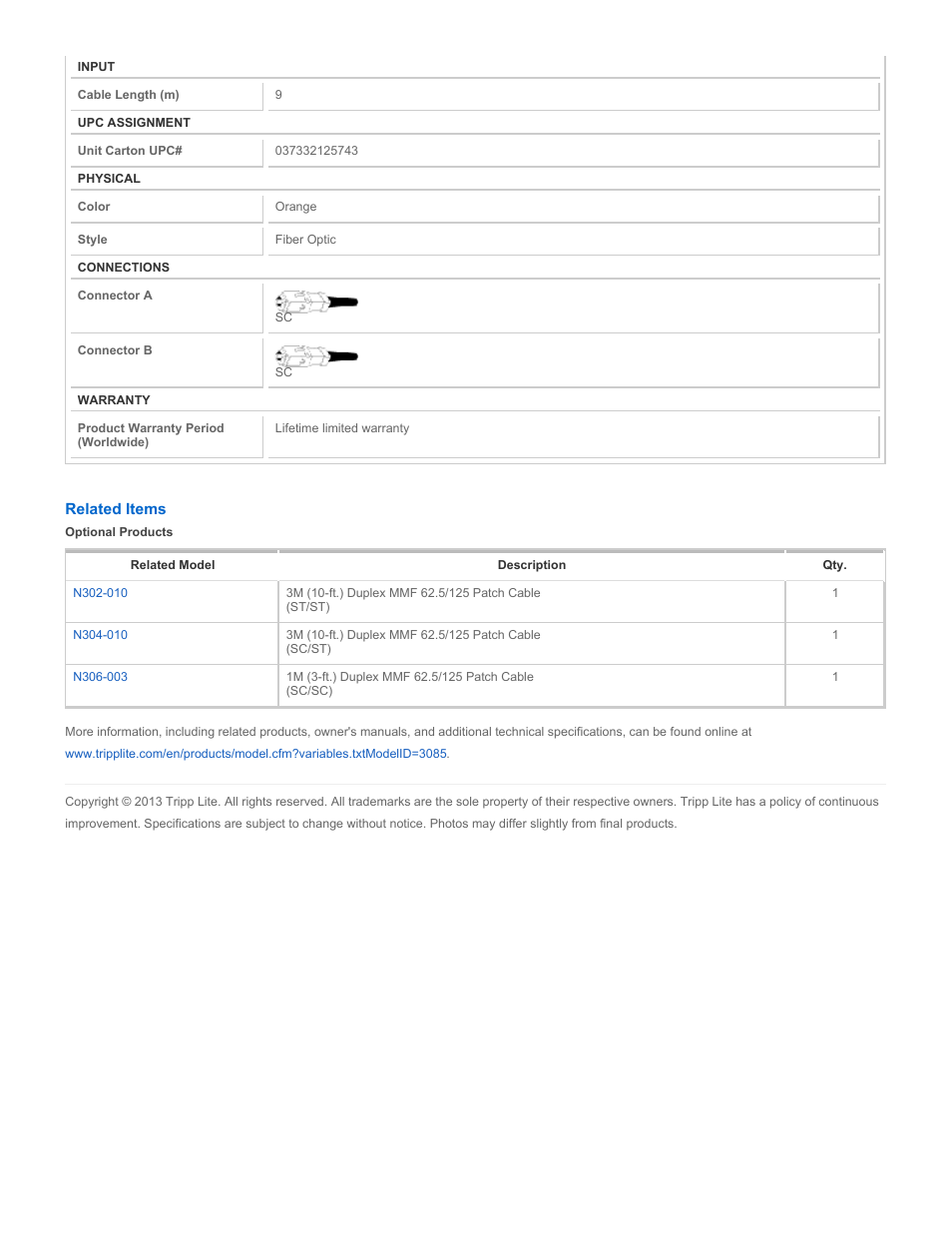 Tripp Lite 306-09M User Manual | Page 2 / 2