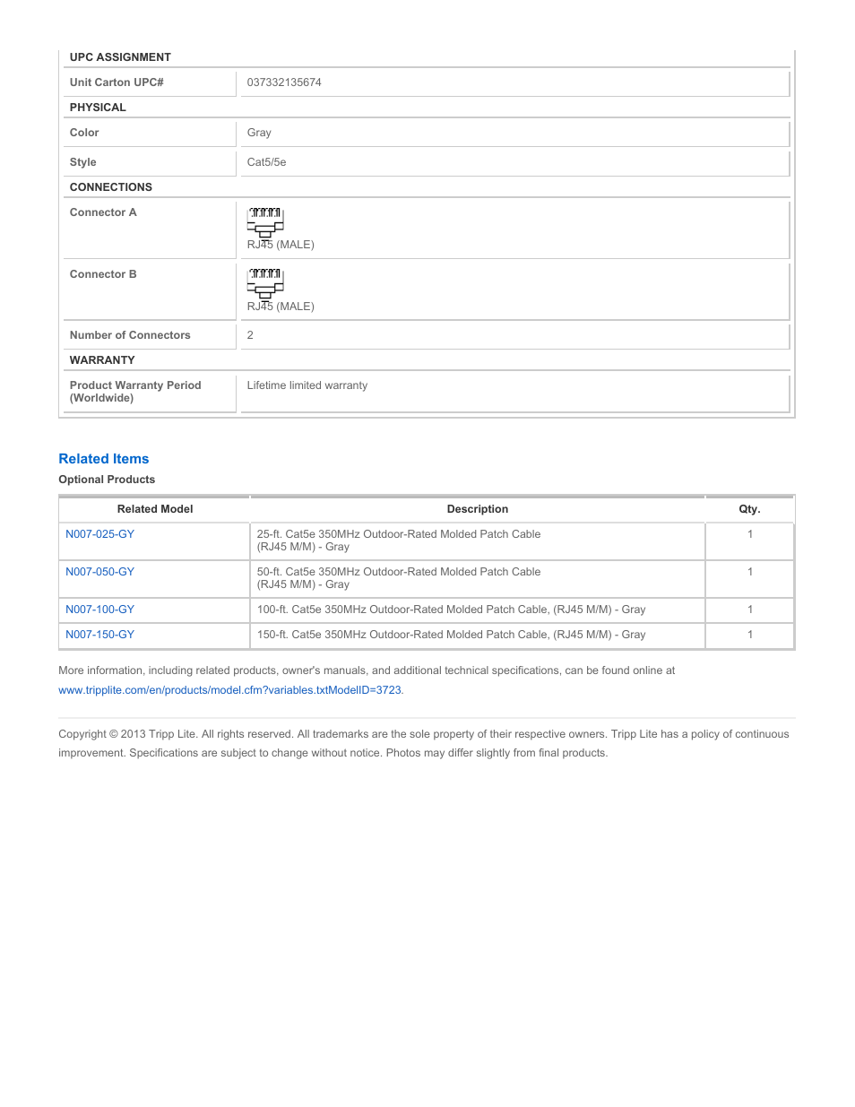 Tripp Lite N007-200-GY User Manual | Page 2 / 2