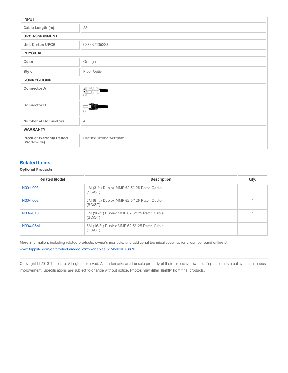 Tripp Lite N304-23M User Manual | Page 2 / 2