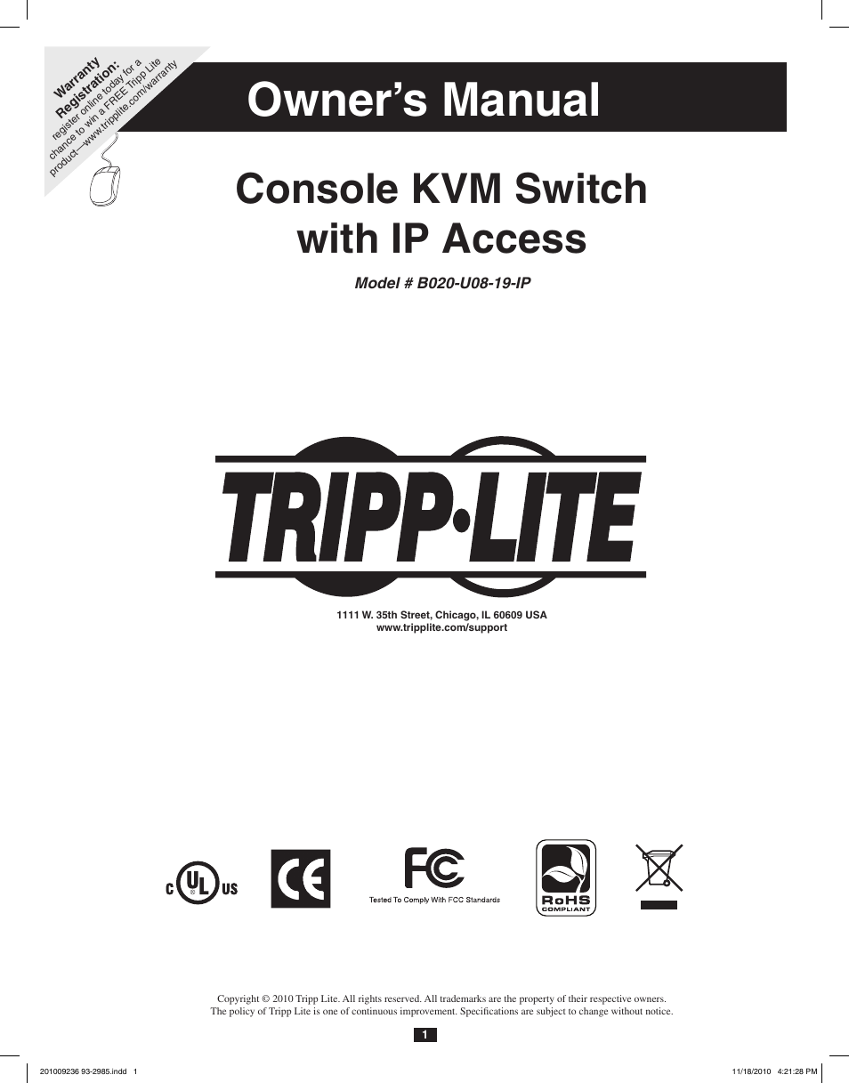 Tripp Lite B020-U08-19-IP User Manual | 59 pages