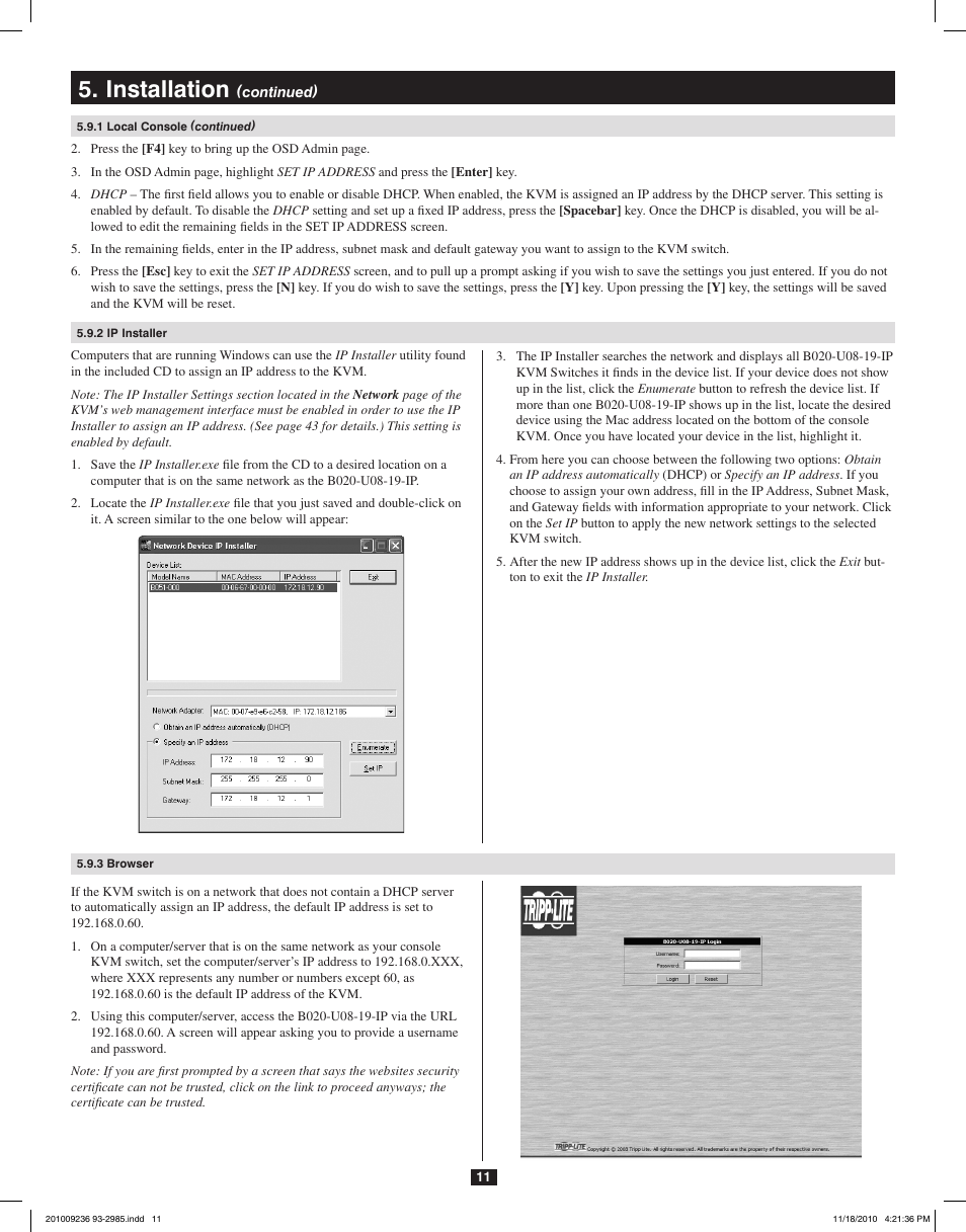 Installation | Tripp Lite B020-U08-19-IP User Manual | Page 11 / 59