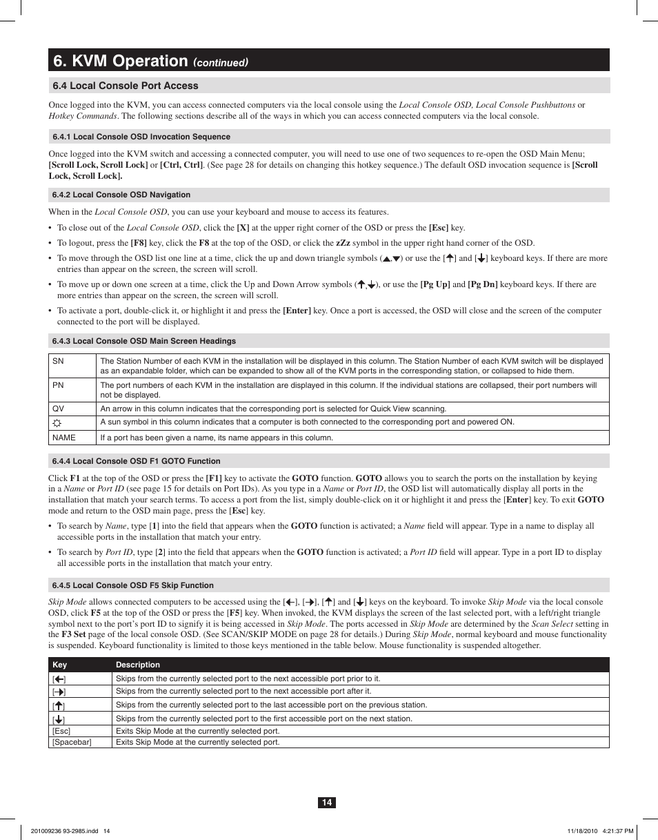 Kvm operation | Tripp Lite B020-U08-19-IP User Manual | Page 14 / 59