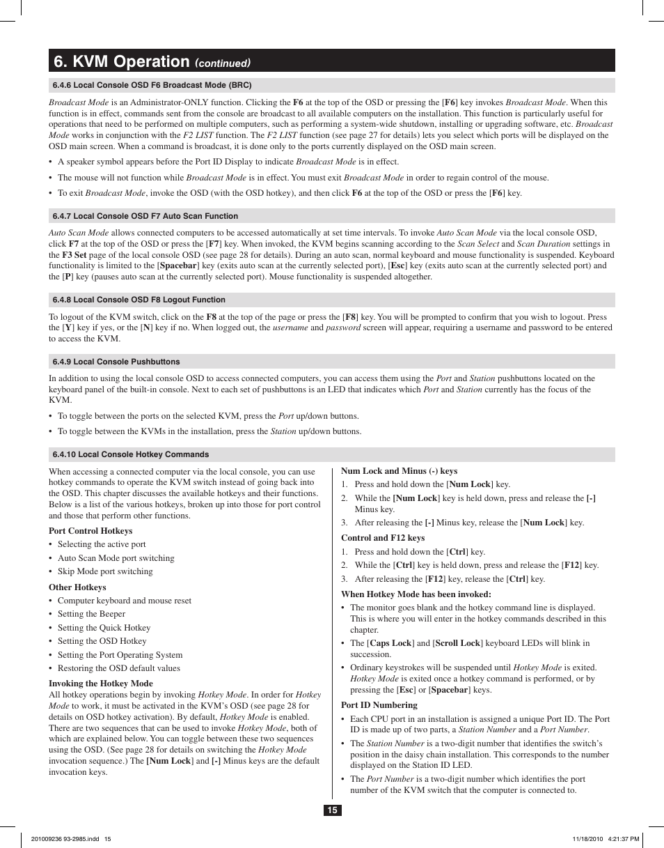 Kvm operation | Tripp Lite B020-U08-19-IP User Manual | Page 15 / 59