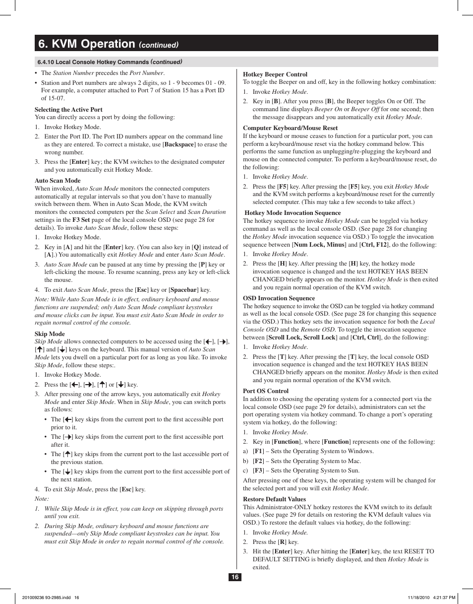 Kvm operation | Tripp Lite B020-U08-19-IP User Manual | Page 16 / 59