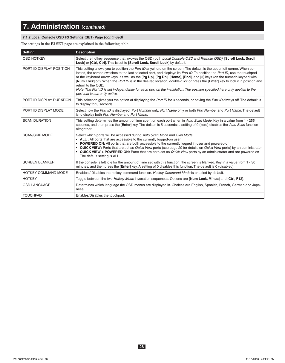 Administration | Tripp Lite B020-U08-19-IP User Manual | Page 28 / 59