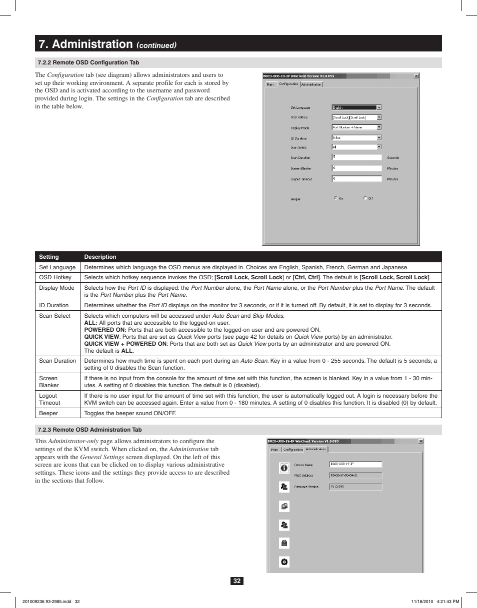 Administration | Tripp Lite B020-U08-19-IP User Manual | Page 32 / 59