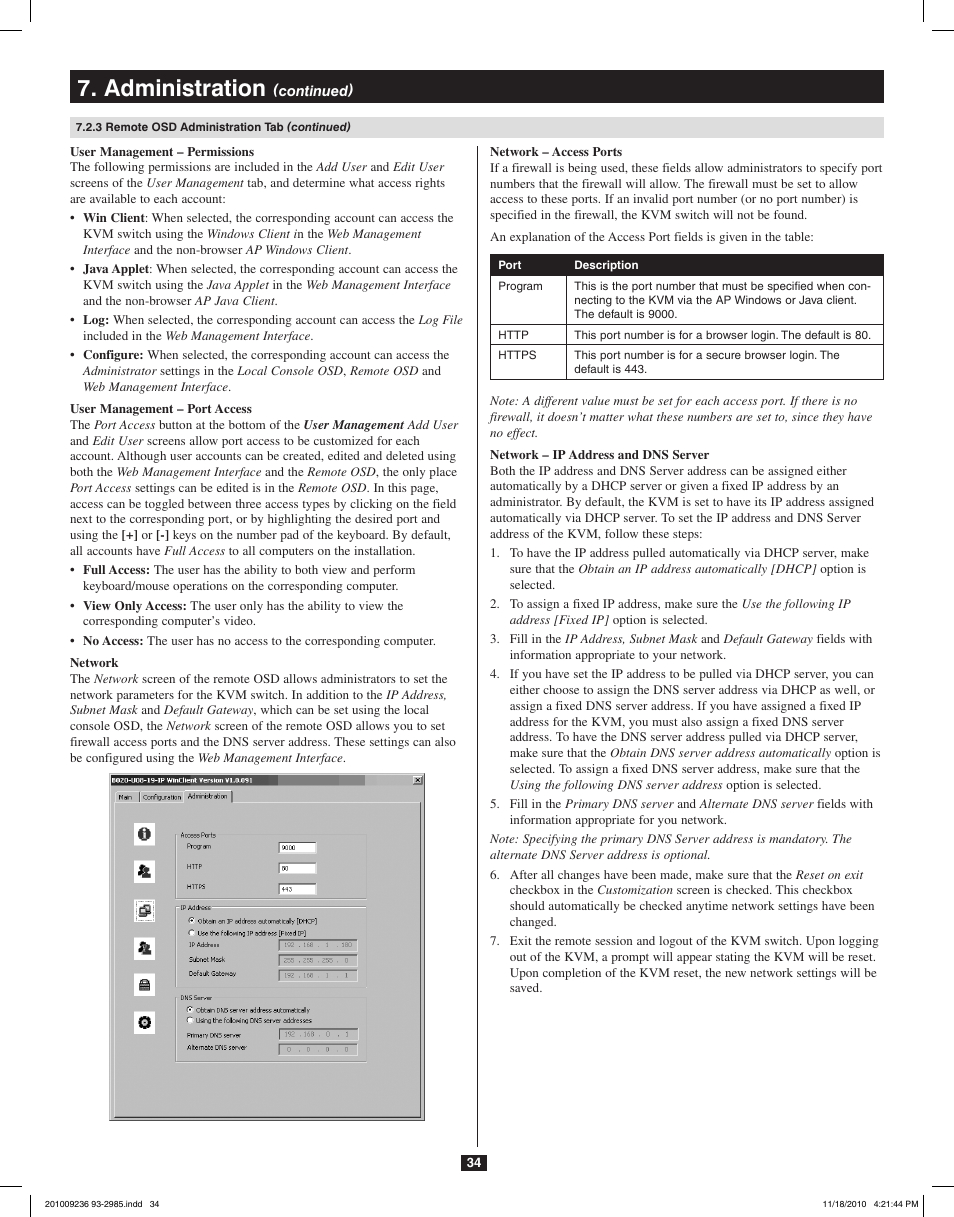 Administration | Tripp Lite B020-U08-19-IP User Manual | Page 34 / 59