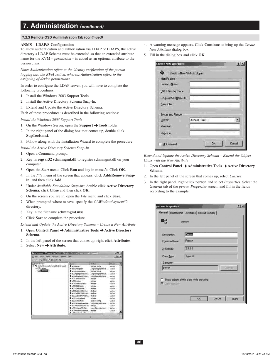 Administration | Tripp Lite B020-U08-19-IP User Manual | Page 36 / 59