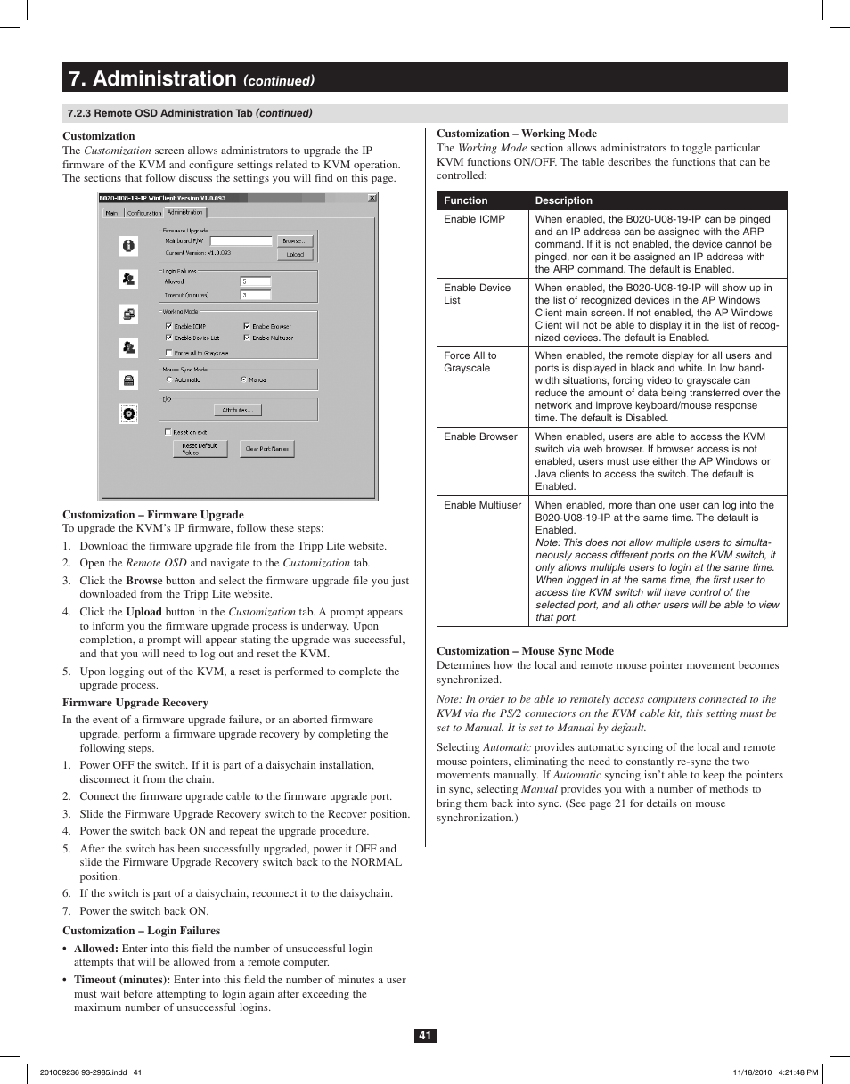 Administration | Tripp Lite B020-U08-19-IP User Manual | Page 41 / 59