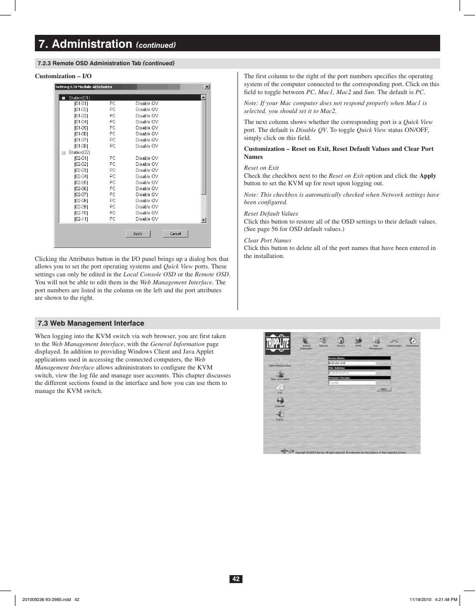 Administration | Tripp Lite B020-U08-19-IP User Manual | Page 42 / 59