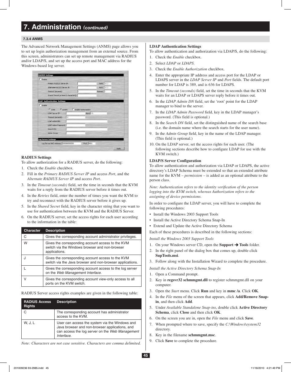 Administration | Tripp Lite B020-U08-19-IP User Manual | Page 45 / 59