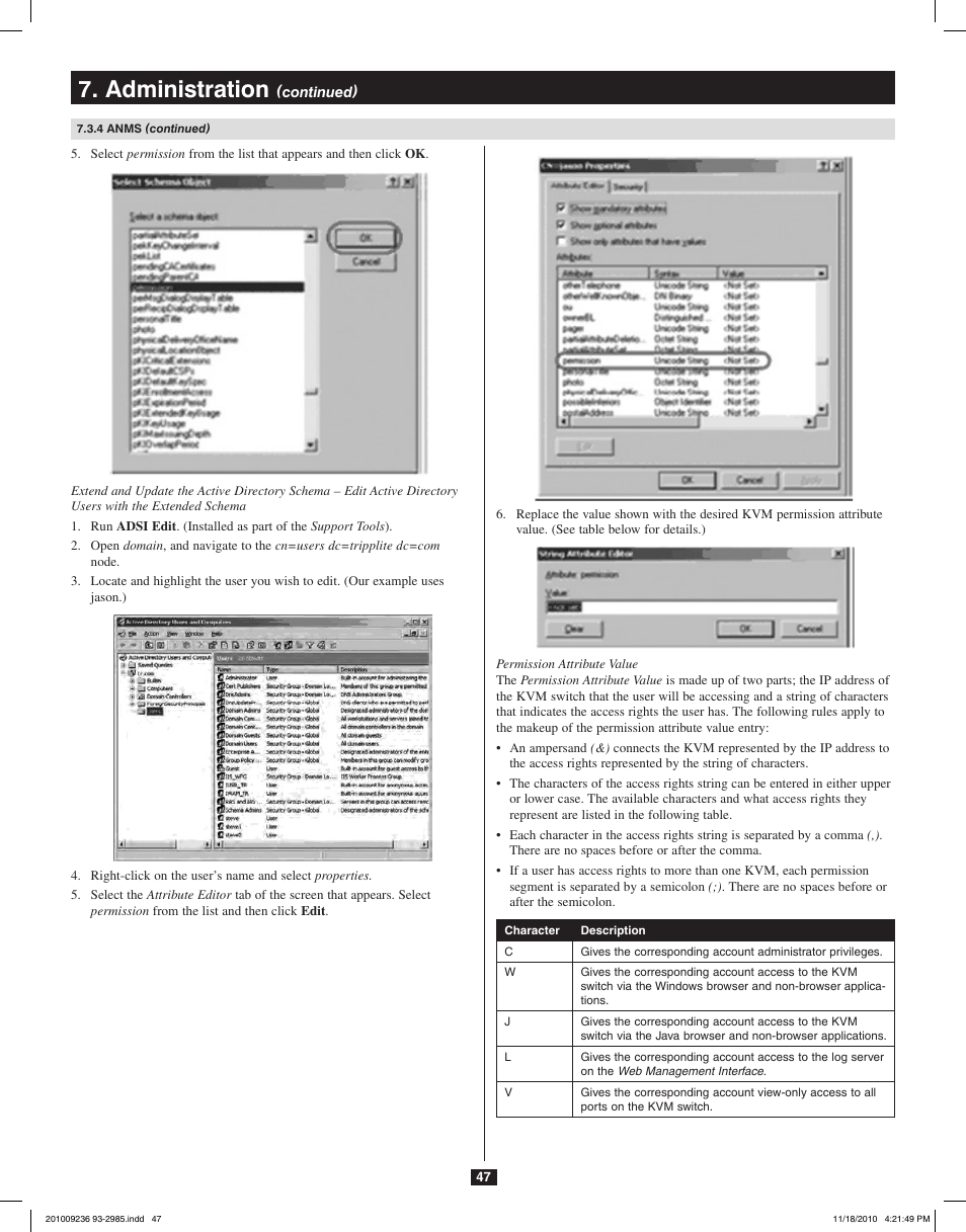 Administration | Tripp Lite B020-U08-19-IP User Manual | Page 47 / 59