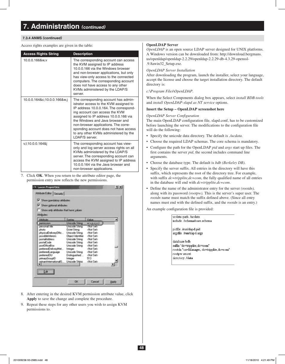 Administration | Tripp Lite B020-U08-19-IP User Manual | Page 48 / 59