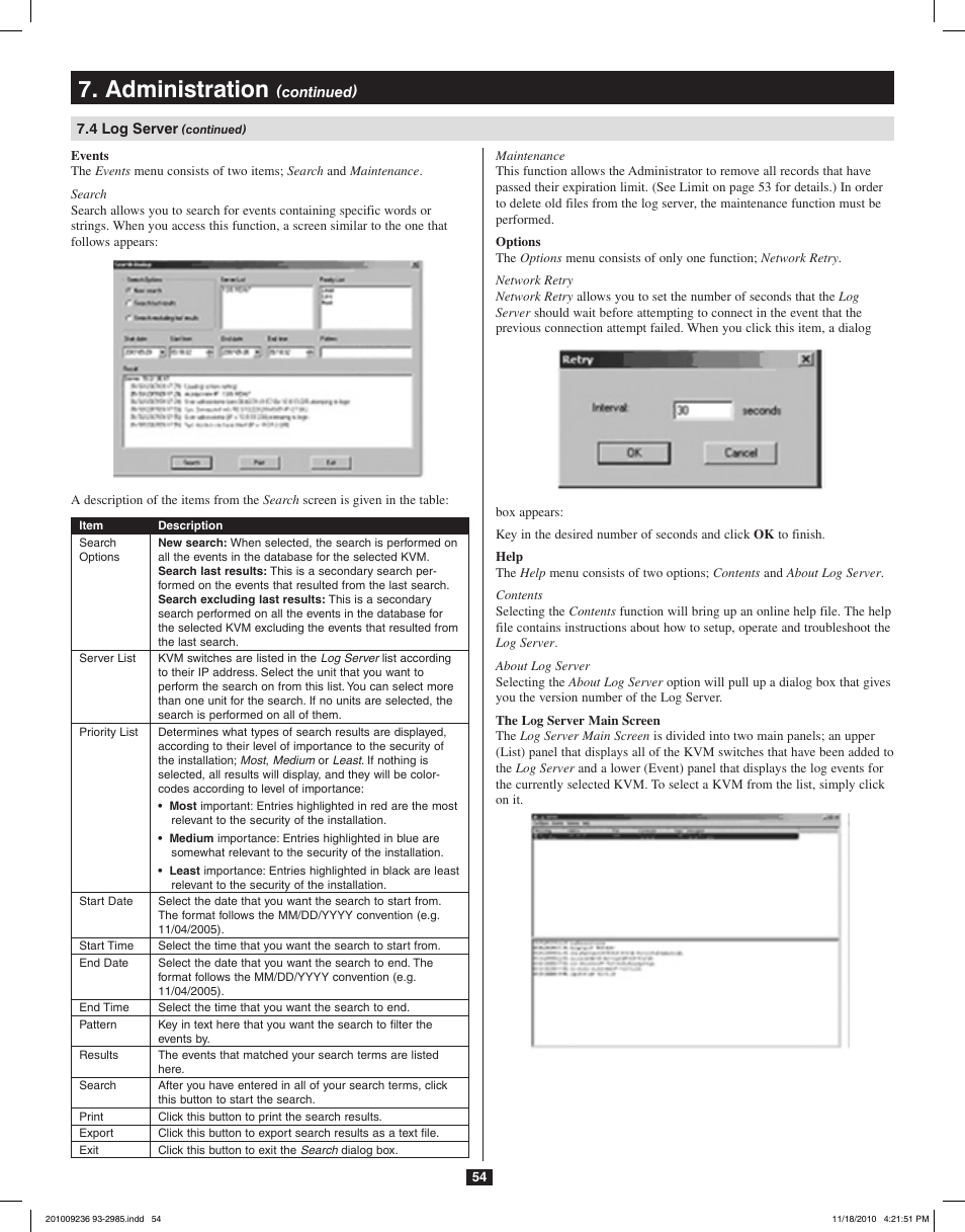 Administration | Tripp Lite B020-U08-19-IP User Manual | Page 54 / 59