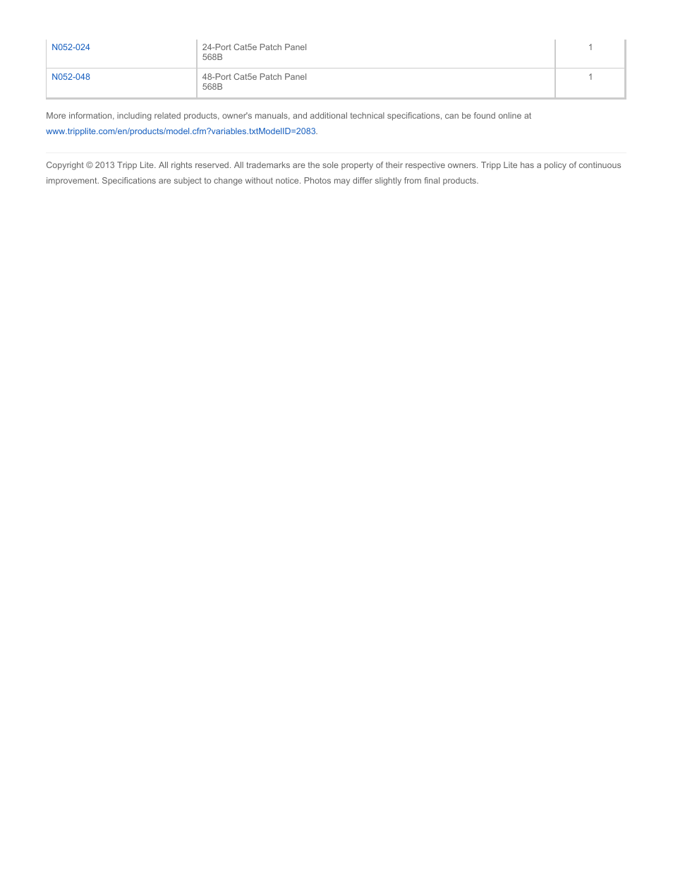 Tripp Lite N001-014-GY-R User Manual | Page 3 / 3
