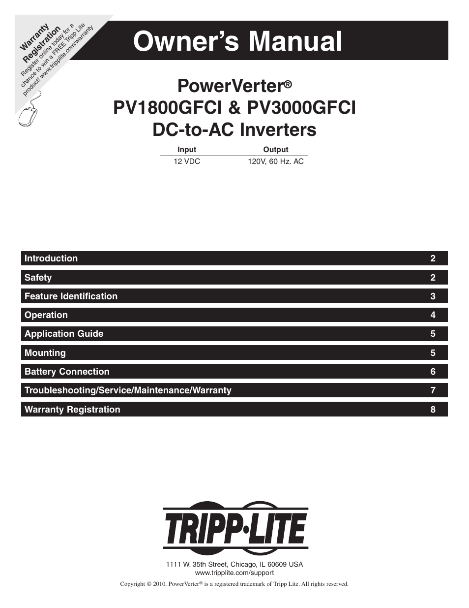 Tripp Lite POWERVERTER PV3000GFCI User Manual | 8 pages