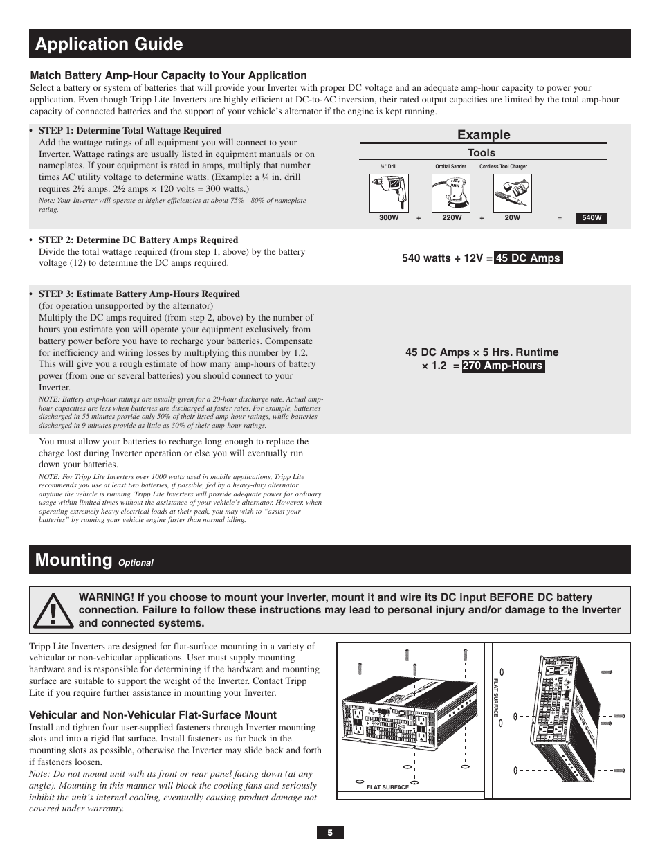 Application guide mounting, Example | Tripp Lite POWERVERTER PV3000GFCI User Manual | Page 5 / 8