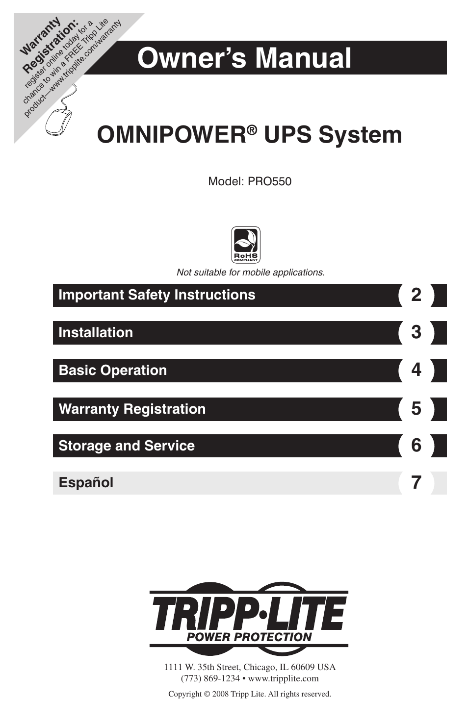 Tripp Lite OMNIPOWER PRO550 User Manual | 7 pages